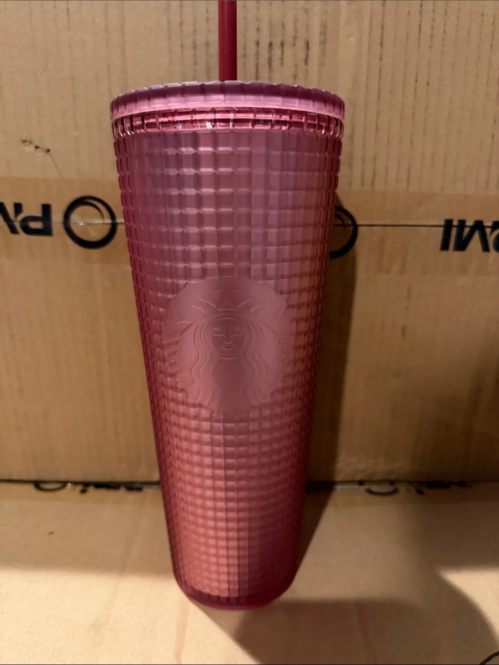 Starbucks Textured Pink Tall Tumbler with Straw